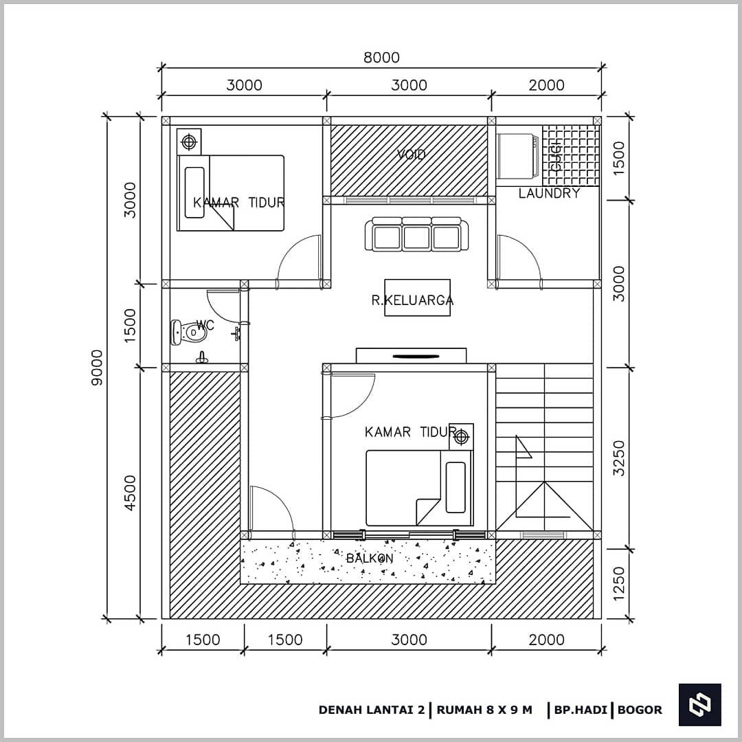 Home House Design 8x9 Meter 2Storey