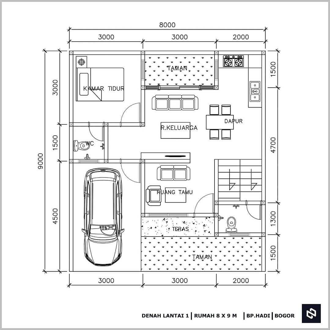 Home House Design 8x9 Meter 2Storey