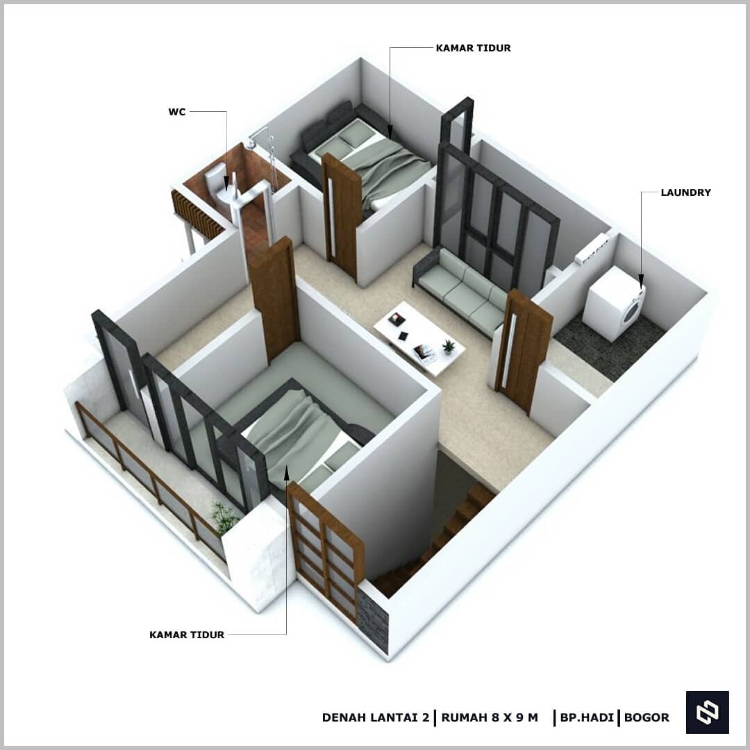 Home House Design 8x9 Meter 2Storey