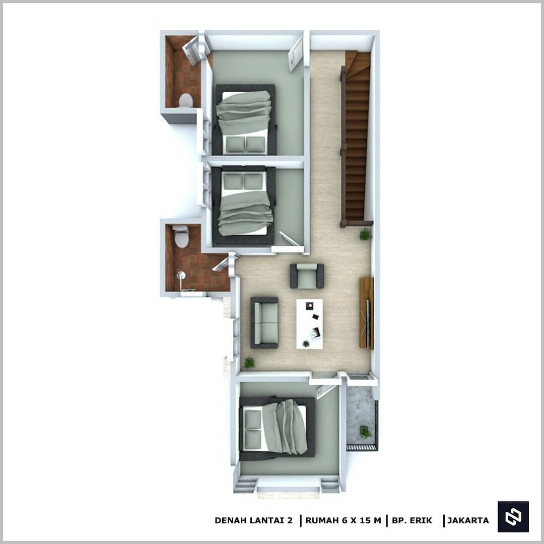 Home House Design 6x15 Meter 2Storey