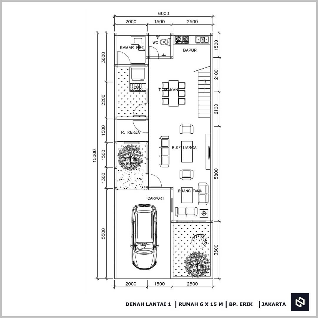 Home House Design 6x15 Meter 2Storey