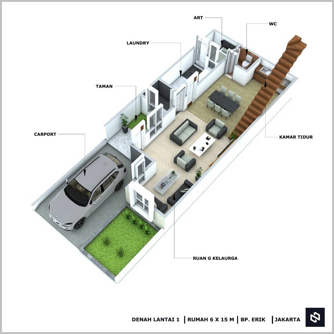 Home House Design 6x15 Meter 2Storey