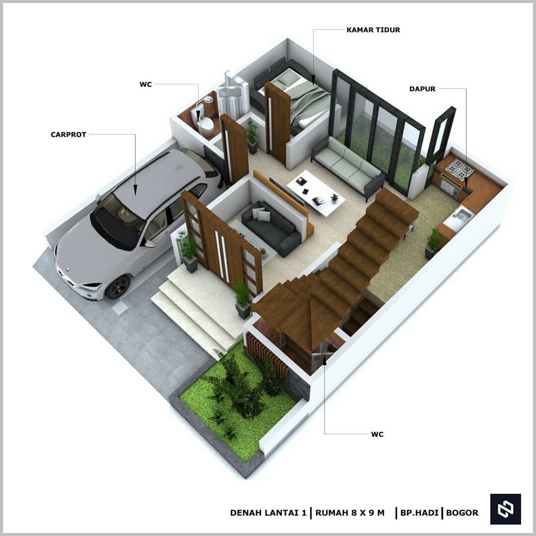 Home House Design 8x9 Meter 2Storey